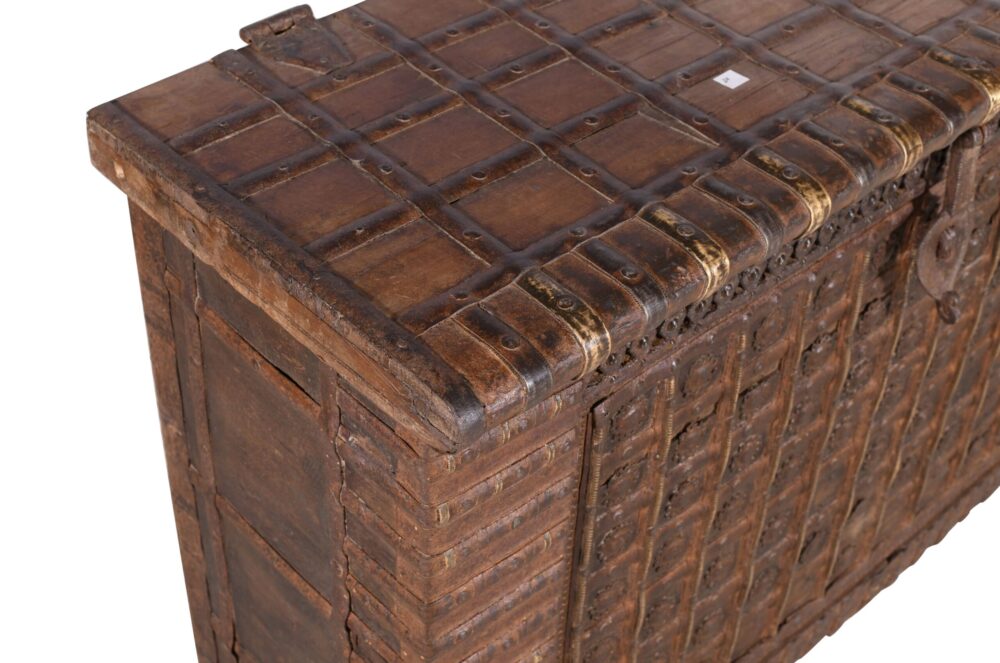 Antique Indian Teak Wood Pitara Console Chest - Image 4