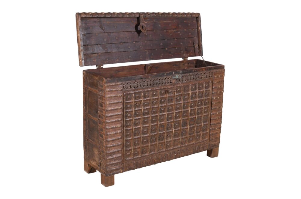 Antique Indian Teak Wood Pitara Console Chest - Image 5
