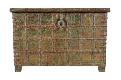 Antique Indian Teak Wood Pitara Console Chest