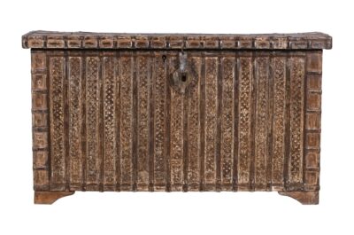 Antique Indian Teak Wood Pitara Console Chest