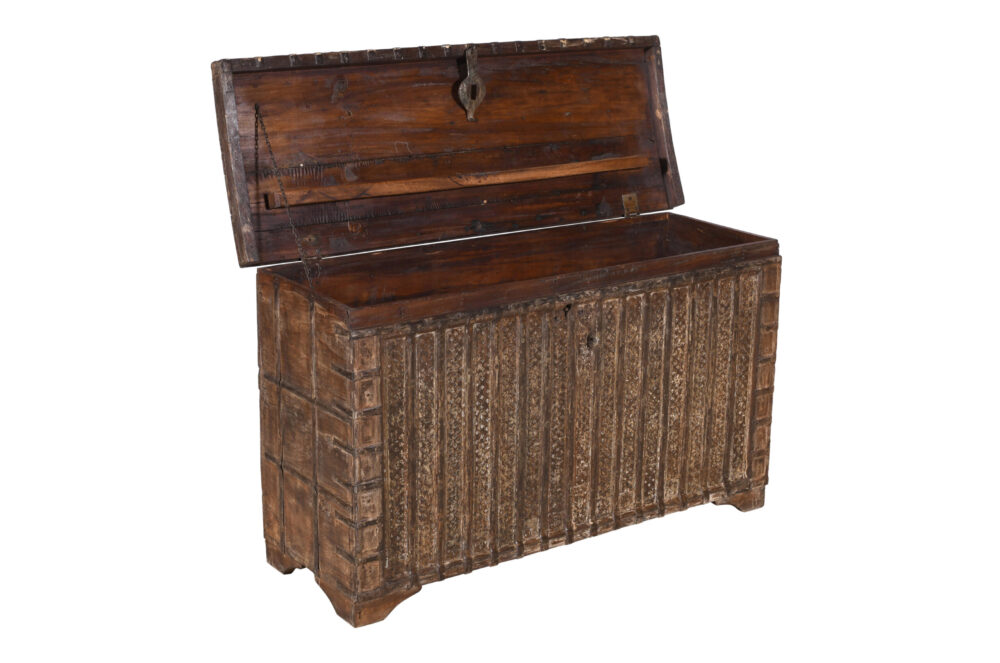 Antique Indian Teak Wood Pitara Console Chest - Image 4