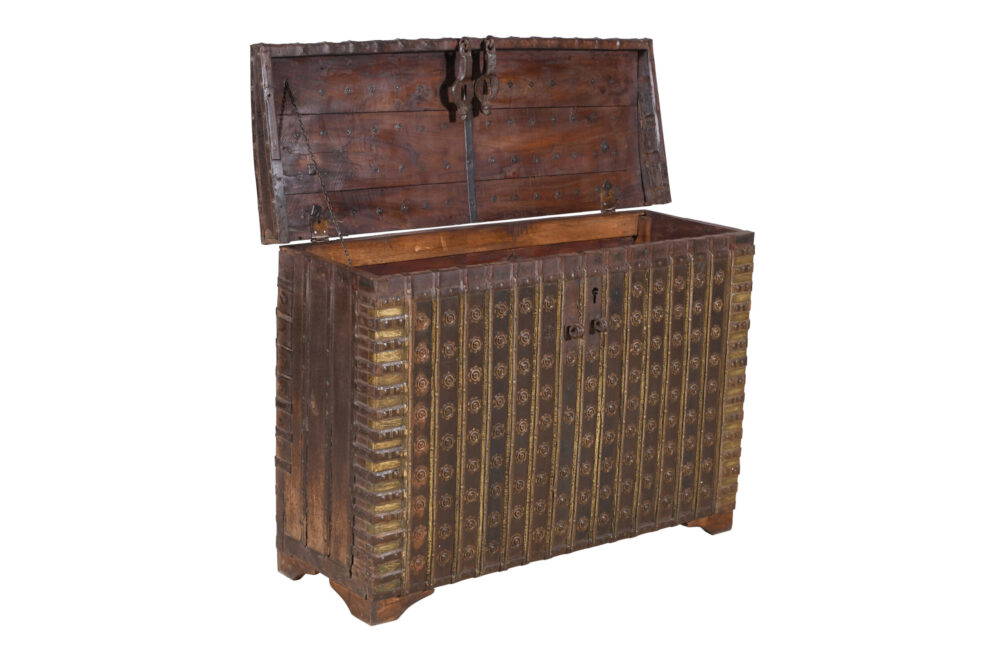 Antique Indian Teak Wood Pitara Console Chest - Image 5