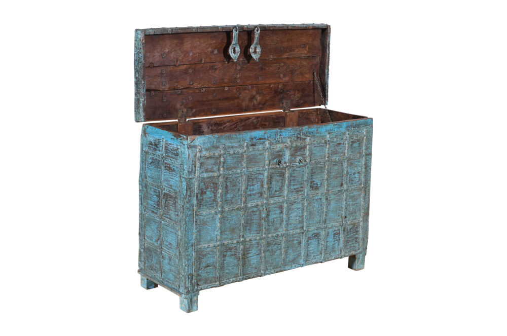 Antique Indian Teak Wood Pitara Console Chest - Image 3