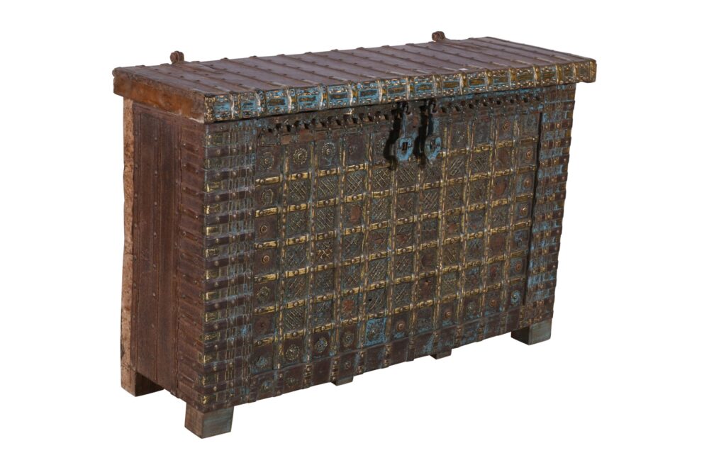 Antique Indian Teak Wood Pitara Console Chest - Image 3