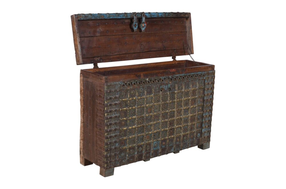 Antique Indian Teak Wood Pitara Console Chest - Image 4