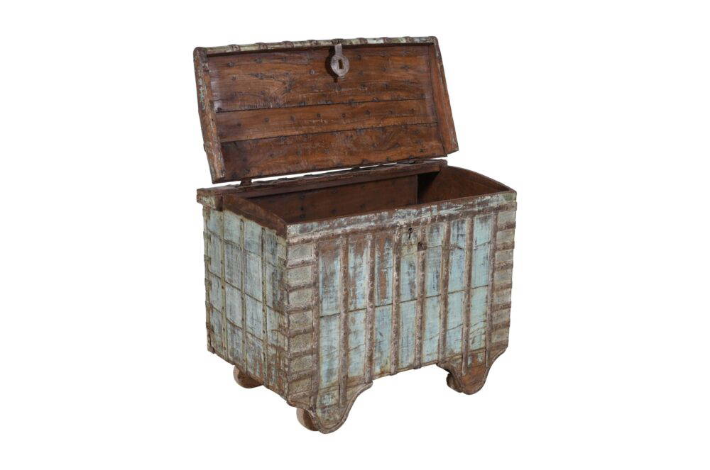 Antique Indian Teak Wood Pitara Console Chest - Image 4