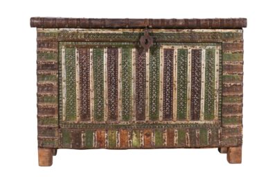Antique Indian Teak Wood Pitara Console Chest