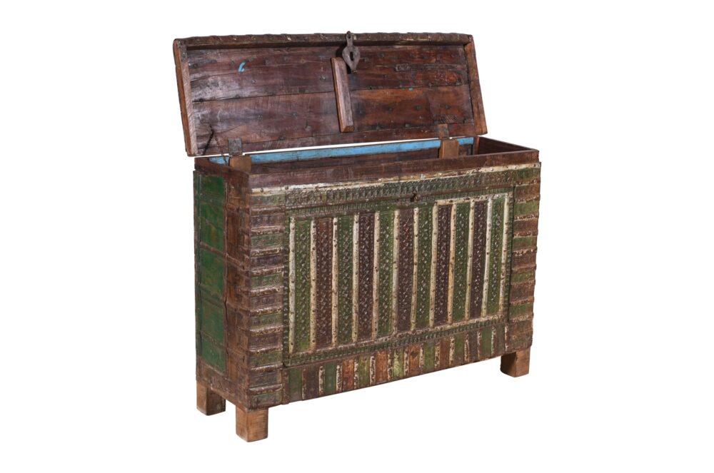 Antique Indian Teak Wood Pitara Console Chest - Image 2
