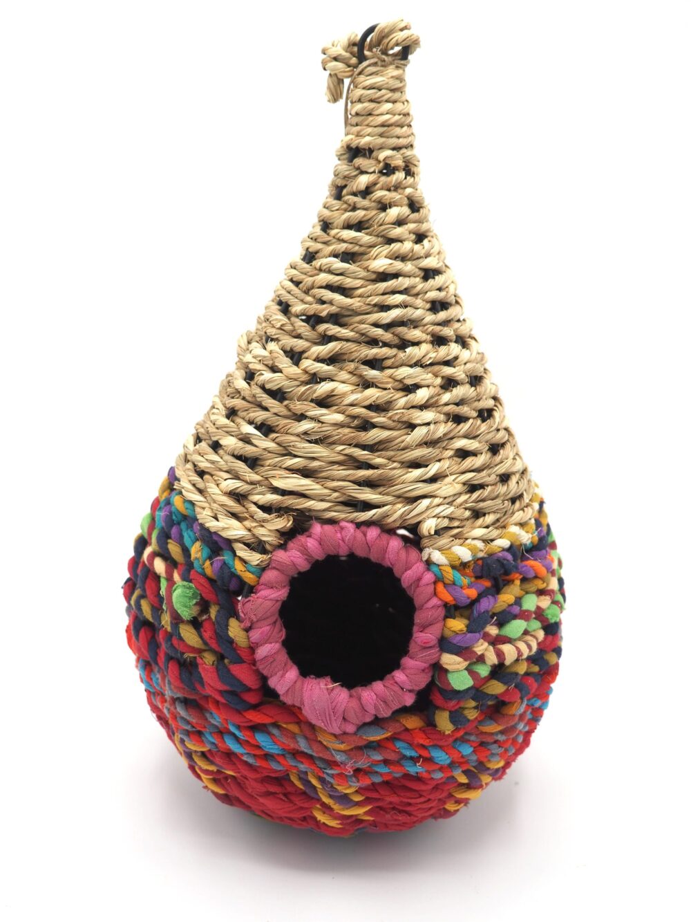 Munja And Reclaimed Sari Fabric Bird Nester - Image 3