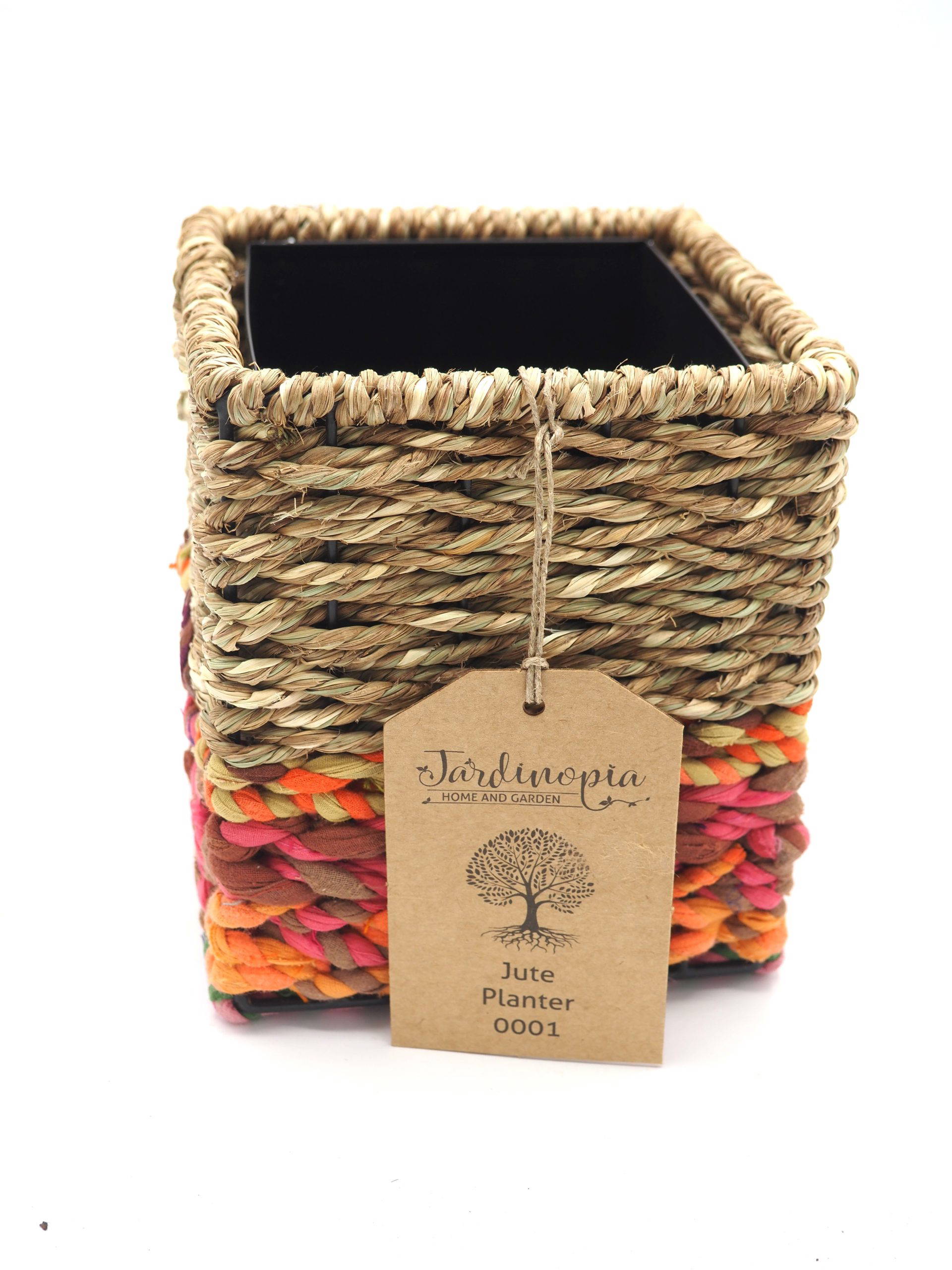 Munja And Reclaimed Sari Fabric Planter – Small - Image 2