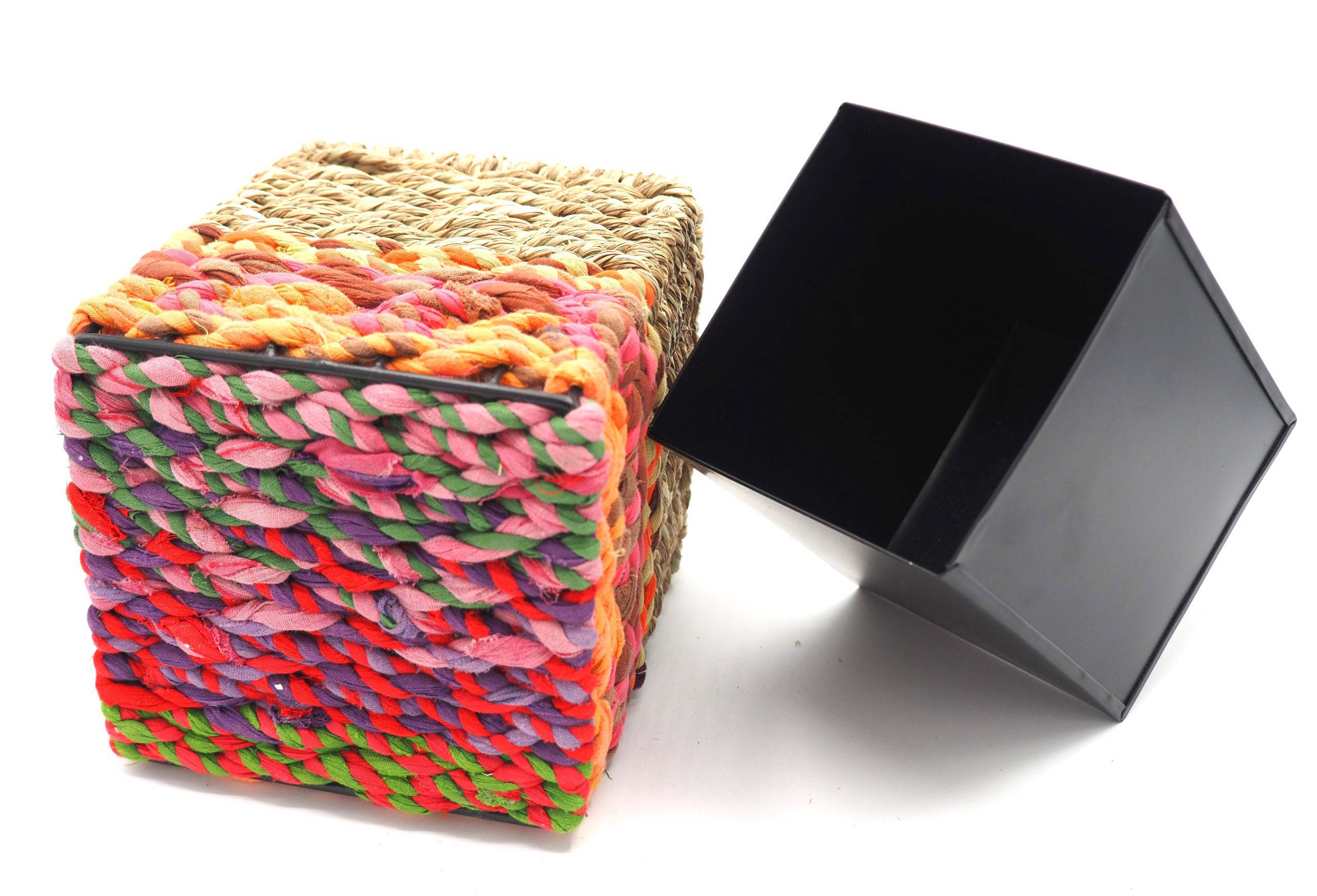 Munja And Reclaimed Sari Fabric Planter – Small - Image 7