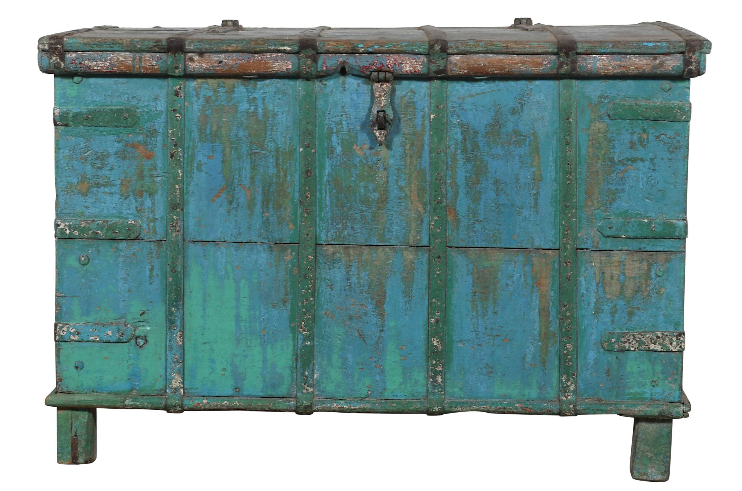 Antique Indian Teak Wood Sandook Chest Or Trunk