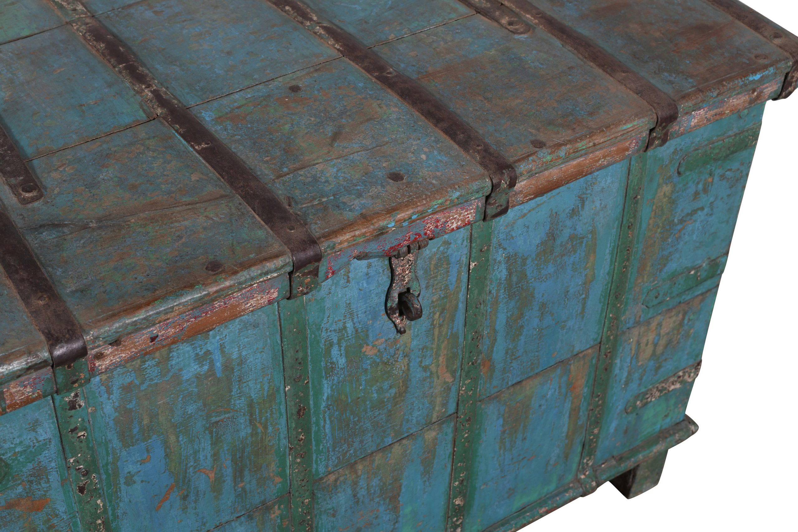 Antique Indian Teak Wood Sandook Chest Or Trunk - Image 2