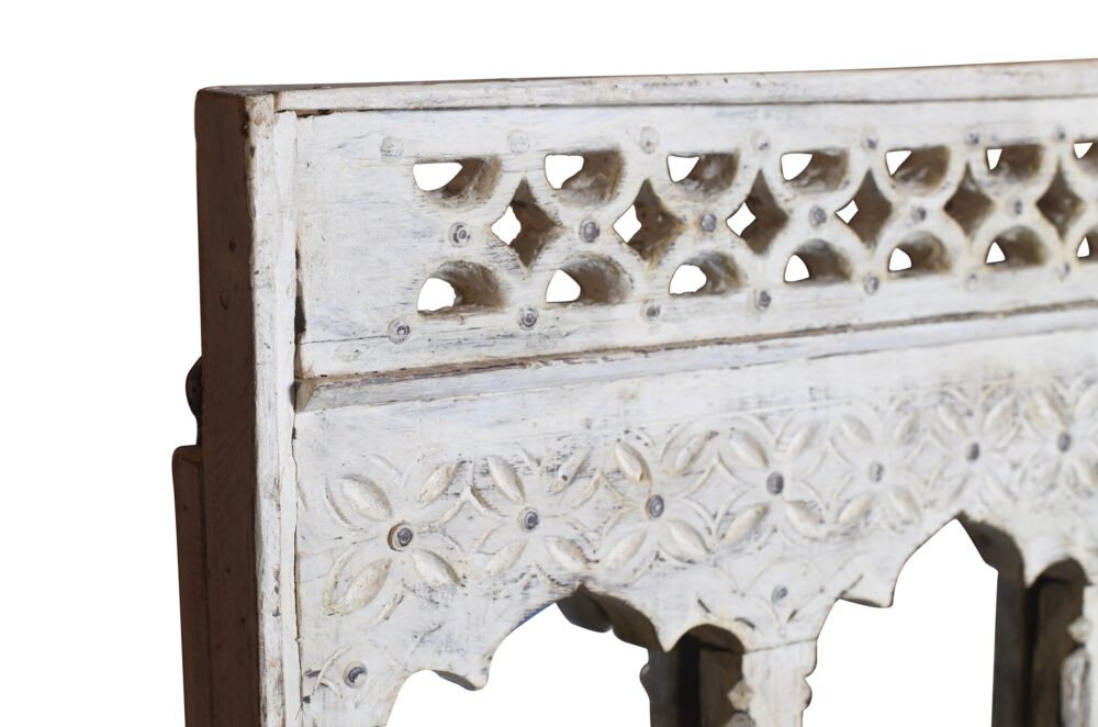 Antique Indian Teak Wood Moghul Style Mirror - Image 3