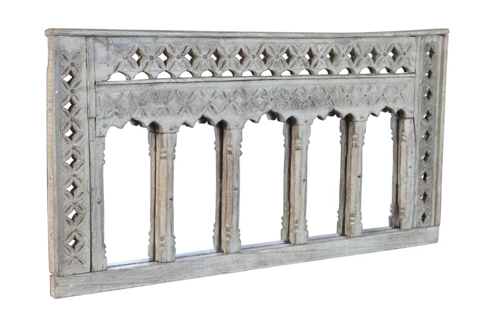 Antique Indian Teak Wood Moghul Style Mirror