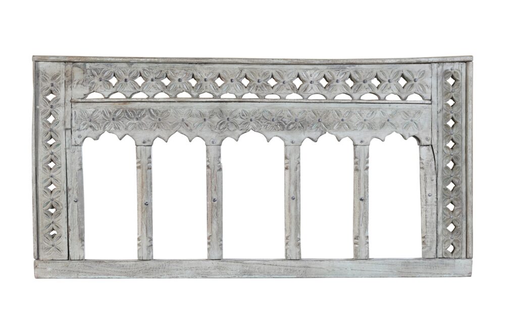 Antique Indian Teak Wood Moghul Style Mirror - Image 4