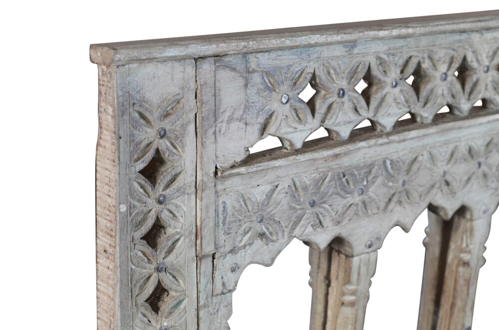Antique Indian Teak Wood Moghul Style Mirror - Image 3