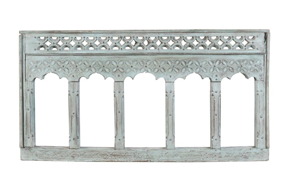 Antique Indian Teak Wood Moghul Style Mirror - Image 4