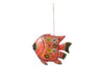 Hanging Indian Reclaimed Iron Painted Fish Tea Light Candle Holder