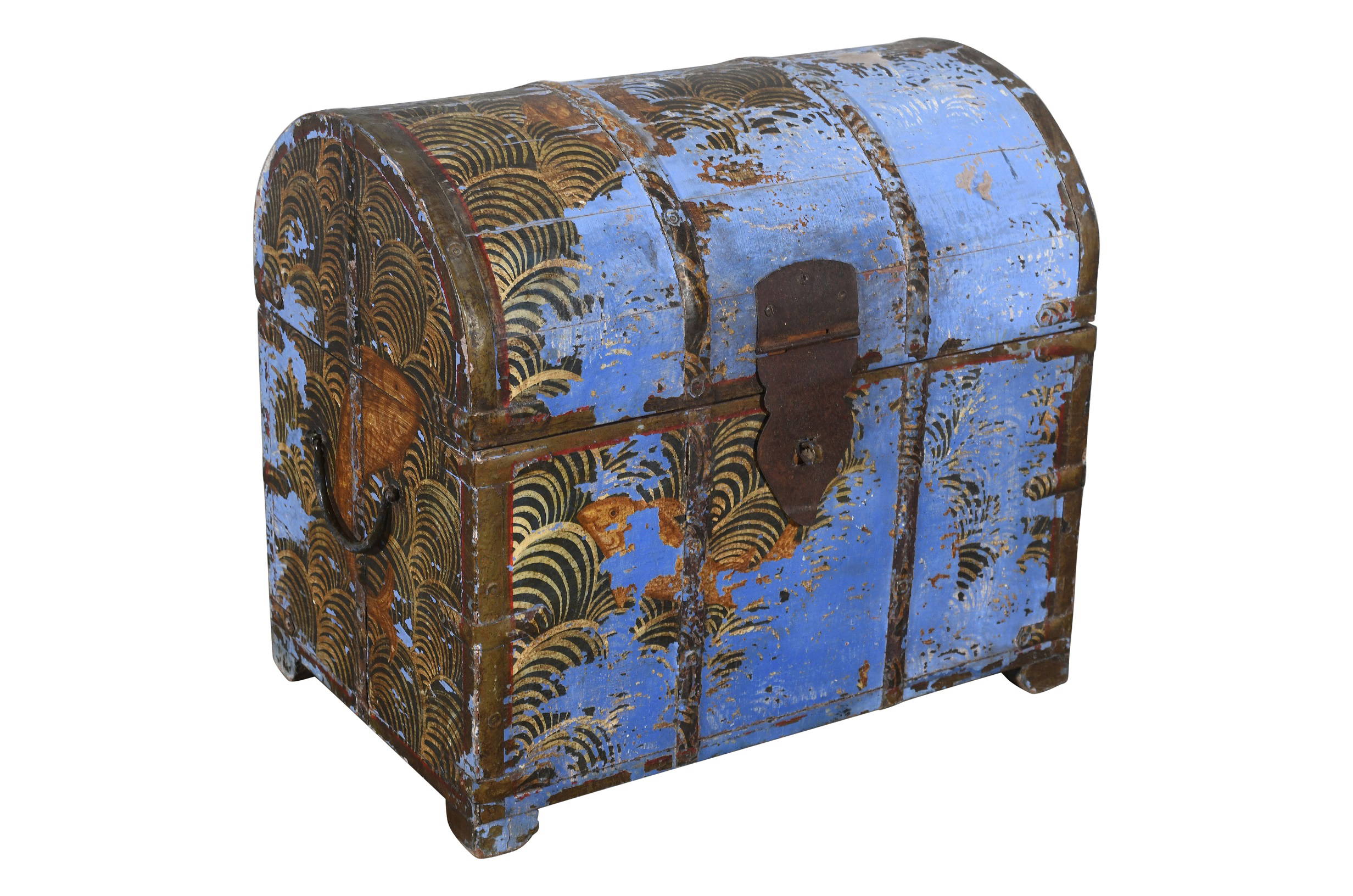 Antique Indian Teak Wood And Brass/iron Bound Drinks Or Bottle Casket - Image 2