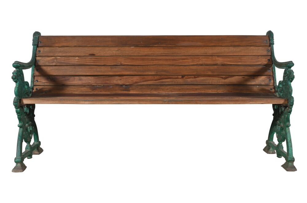 Matching Pair Of Antique Indian Cast Iron And Teak Wood Garden Benches In The Form Of A Dragon - Image 6