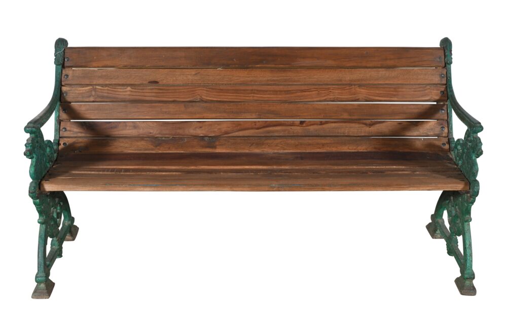 Matching Pair Of Antique Indian Cast Iron And Teak Wood Garden Benches In The Form Of A Dragon - Image 7
