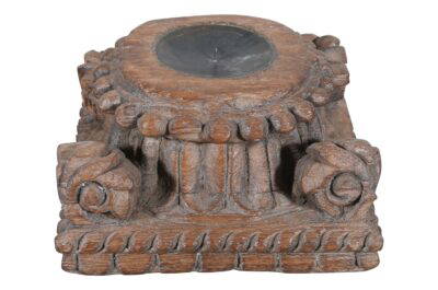 Antique Indian Teak Wood Pillar Base Candle Holder