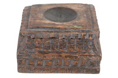 Antique Indian Teak Wood Pillar Base Candle Holder