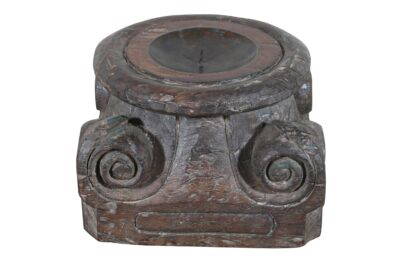 Antique Indian Teak Wood Pillar Base Candle Holder
