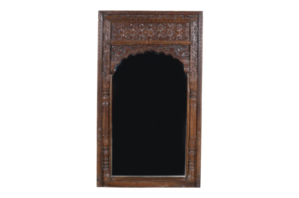 Large Antique Indian Teak Wood Mirror