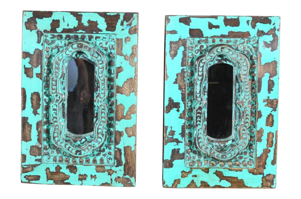 Vintage Indian Teak Wood Wall Mirror - Image 6