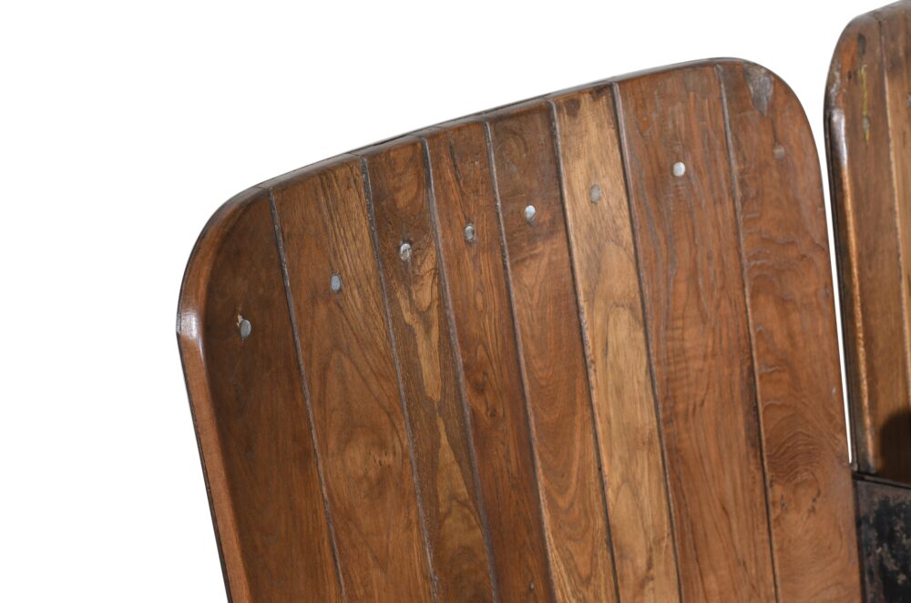 Antique Indian Pair Of Wooden Cinema Seats - Image 3