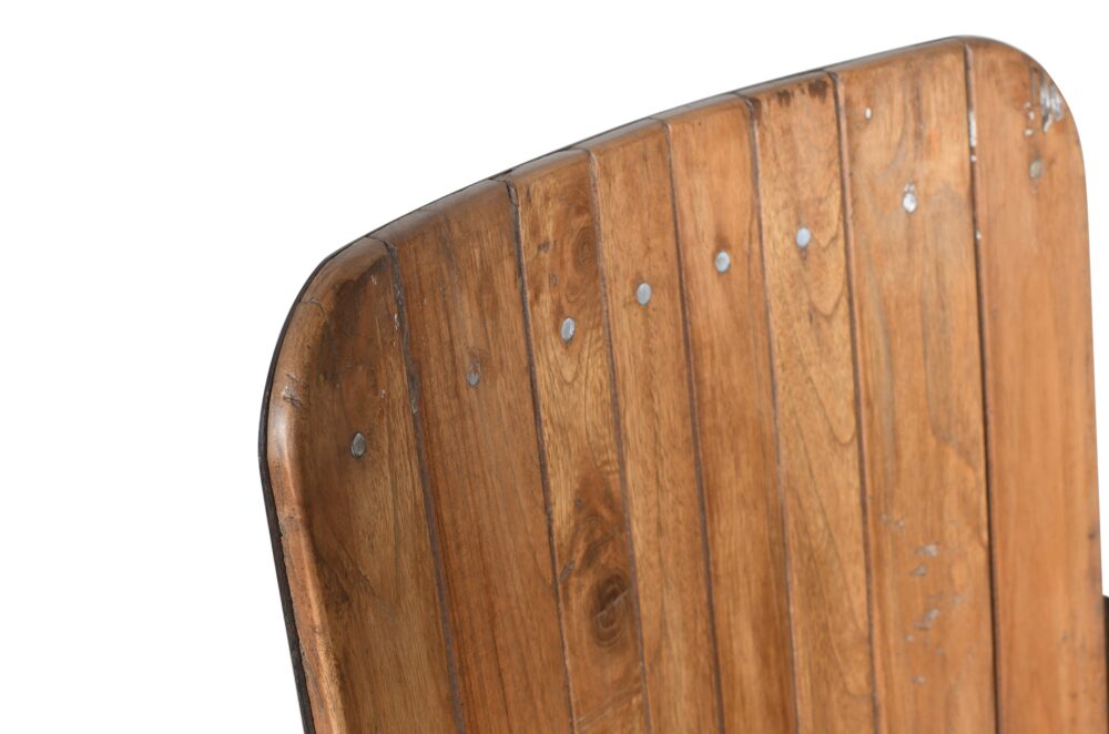 Antique Indian Folding Wooden Cinema Seat - Image 2
