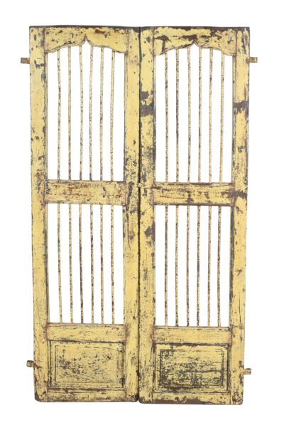 Antique Indian Pair Of Teak Wood Jali Doors