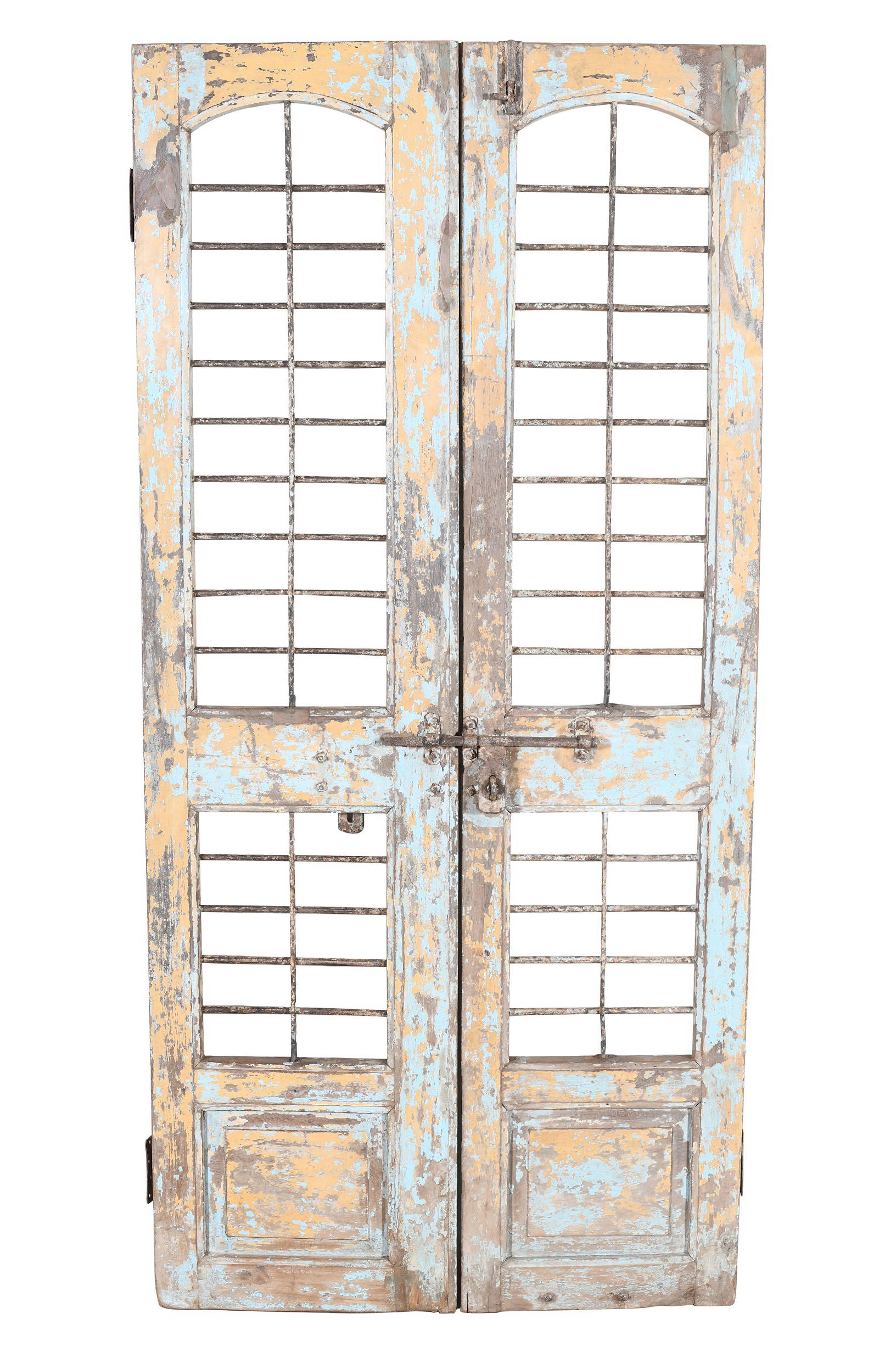 Antique Indian Pair Of Teak Wood Jali Doors