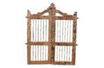 Antique Indian Teak Wood Dog Garden Gate Pair