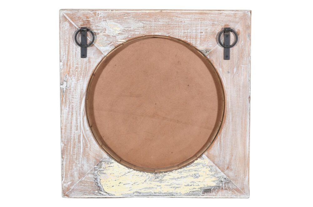 Reclaimed Vintage Indian Teak Wood Wall Mirror - Image 4