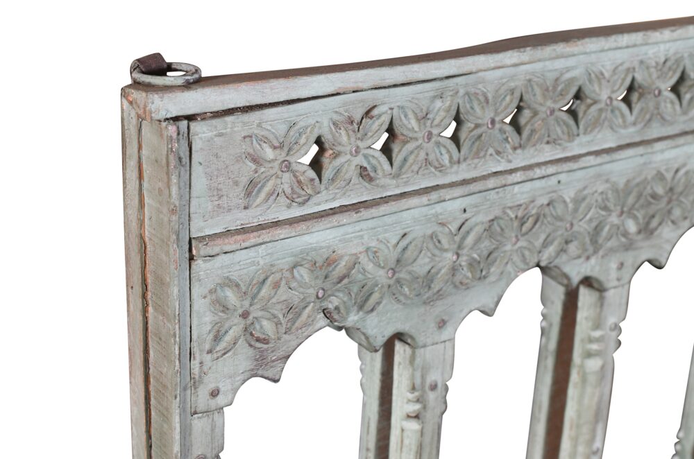 Antique Indian Teak Wood Moghul Style Mirror - Image 3
