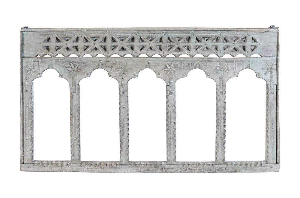 Antique Indian Teak Wood Moghul Style Mirror - Image 4