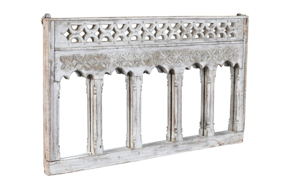 Antique Indian Teak Wood Moghul Style Mirror