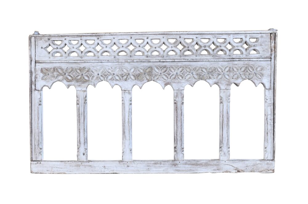 Antique Indian Teak Wood Moghul Style Mirror - Image 4