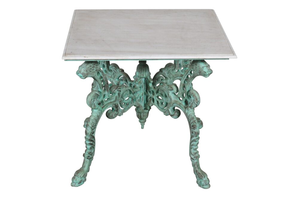 Cast Iron Heavyweight Dining TableWith Marble Top - Image 2
