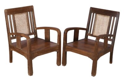 Set Of 4 Antique Indian Teak Wood Plantation Chairs