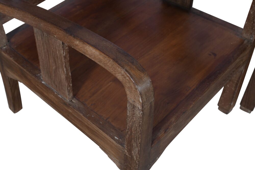 Set Of 4 Antique Indian Teak Wood Plantation Chairs - Image 3