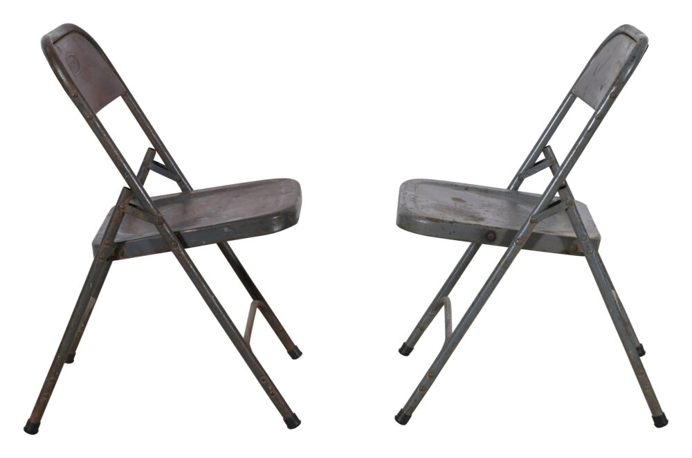 Pair Of Vintage Folding Simplex Indian Iron Garden Or Cafe Chairs - Image 8