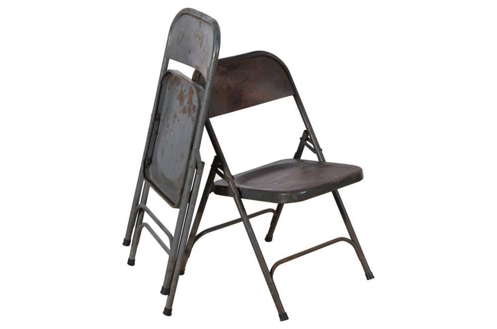 Pair Of Vintage Folding Simplex Indian Iron Garden Or Cafe Chairs - Image 6