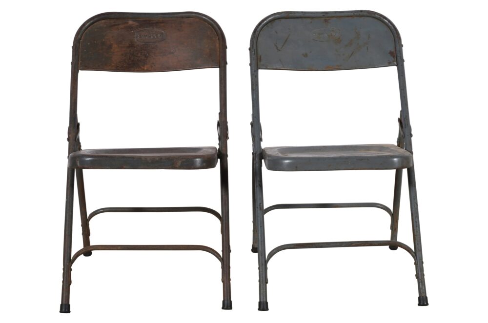 Pair Of Vintage Folding Simplex Indian Iron Garden Or Cafe Chairs - Image 5