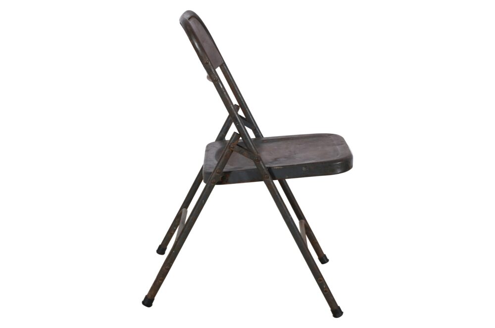 Pair Of Vintage Folding Simplex Indian Iron Garden Or Cafe Chairs - Image 3