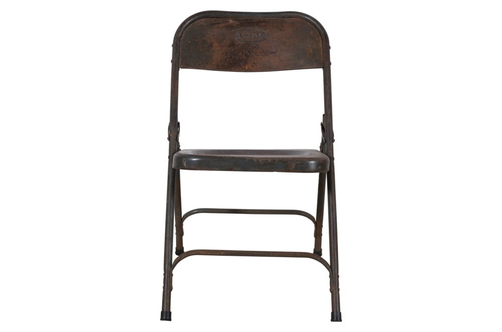 Pair Of Vintage Folding Simplex Indian Iron Garden Or Cafe Chairs - Image 2