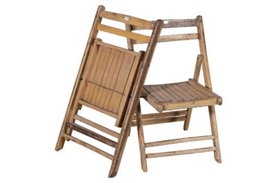 Pair Of Vintage Teak Wood Folding Garden Or Caf? Chairs